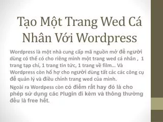 t o m t trang wed c nh n v i wordpress