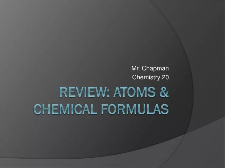 mr chapman chemistry 20