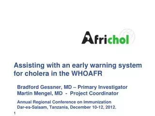 Assisting with an early warning system for cholera in the WHOAFR