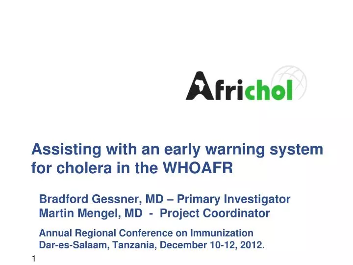 assisting with an early warning system for cholera in the whoafr