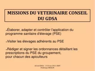 missions du veterinaire conseil du gdsa