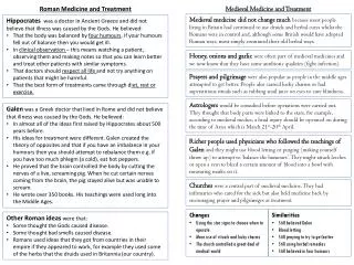 Roman Medicine and Treatment