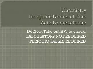Chemistry Inorganic Nomenclature Acid Nomenclature