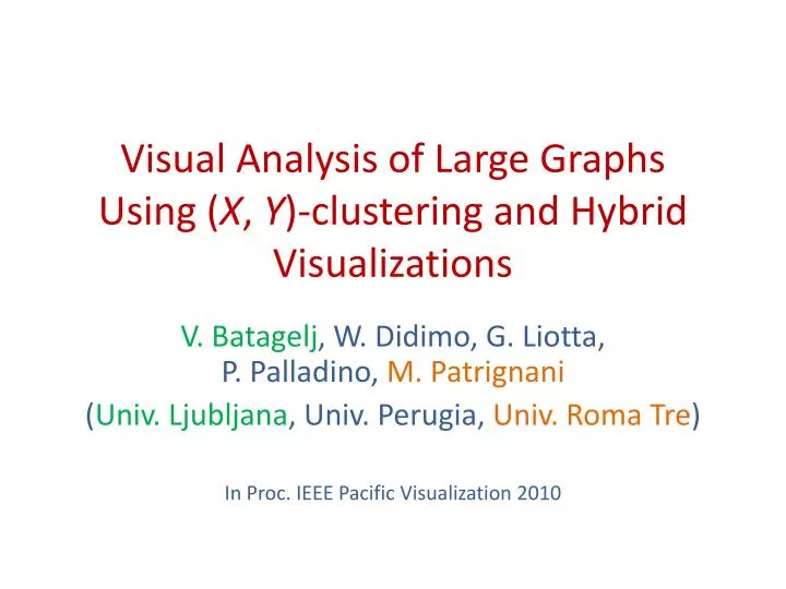 visual analysis of large graphs using x y clustering and hybrid visualizations