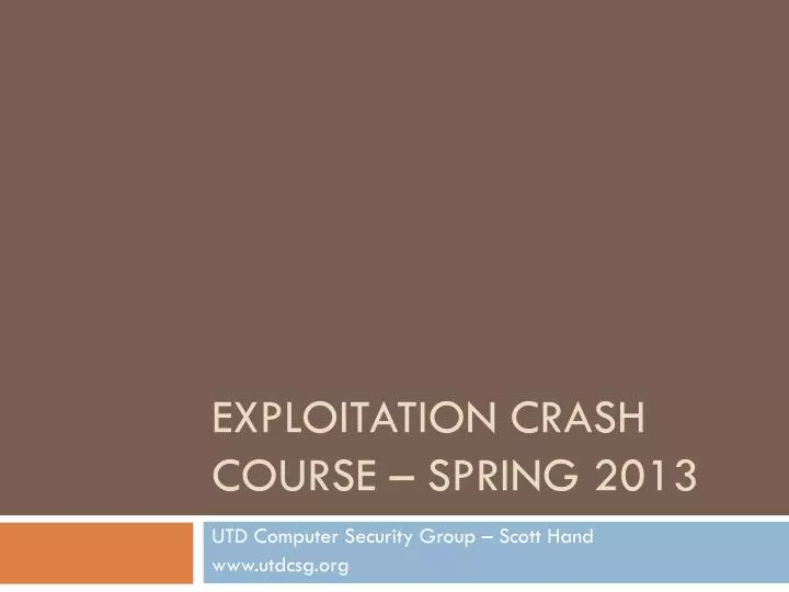 exploitation crash course spring 2013