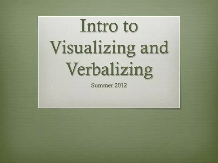 intro to visualizing and verbalizing