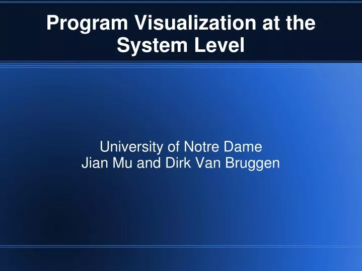 program visualization at the system level