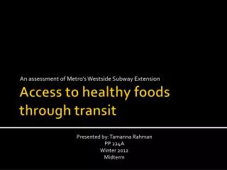 Access to healthy foods through transit