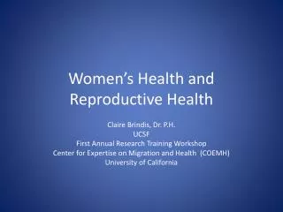 Women’s Health and Reproductive Health