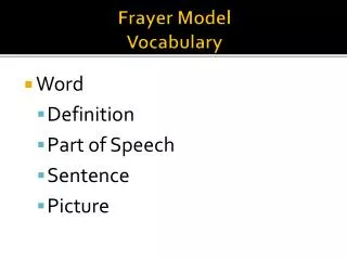 Frayer Model Vocabulary