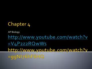 Chapter 4 http:// www.youtube.com/watch?v=V4P2z2RQwWs http://www.youtube.com/watch?v=ggNI76hF6HQ