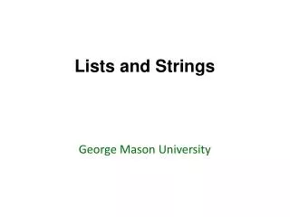 Lists and Strings