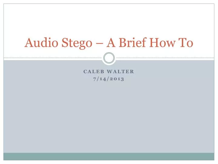 audio stego a brief how to