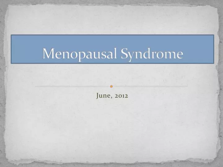 menopausal syndrome