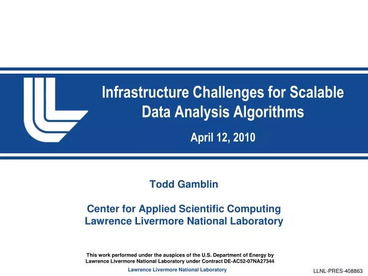 infrastructure challenges for scalable data analysis algorithms april 12 2010