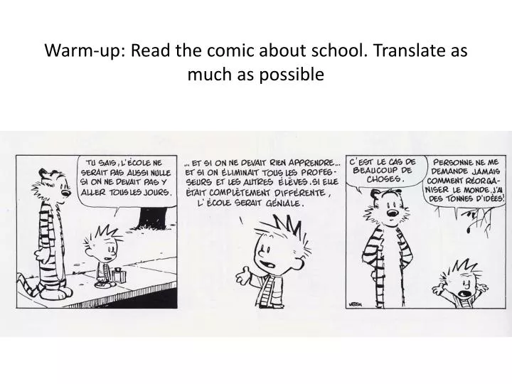 warm up read the comic about school translate as much as possible