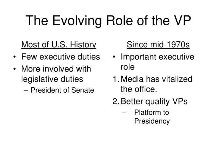 the evolving role of the vp