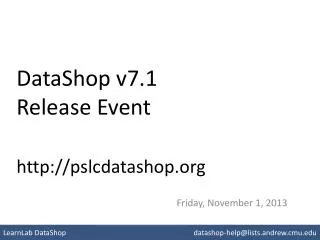 DataShop v7.1 Release Event