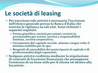 le societ di leasing