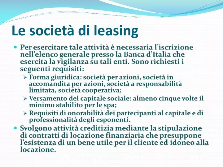 le societ di leasing