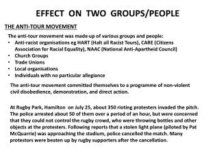 EFFECT ON TWO GROUPS/PEOPLE