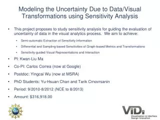 Modeling the Uncertainty Due to Data/Visual Transformations using Sensitivity Analysis