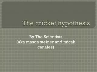 The cricket hypothesis