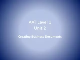 AAT Level 1 Unit 2