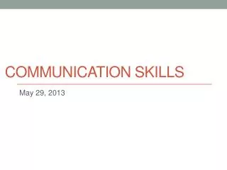 Communication Skills