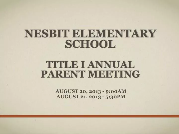 nesbit elementary school title i annual parent meeting