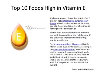 Top 10 Foods High in Vitamin E
