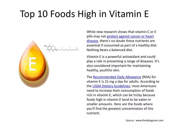 top 10 foods high in vitamin e