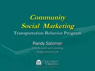 Community Social Marketing Transportation Behavior Program