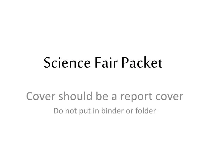 science fair packet