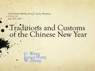 Traditions and C ustoms of the Chinese New Year