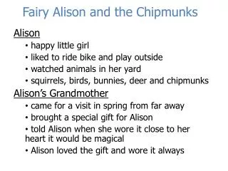 Fairy Alison and the Chipmunks