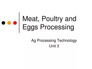 Meat, Poultry and Eggs Processing