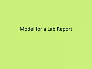 Model for a Lab Report