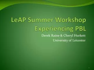 LeAP Summer Workshop Experiencing PBL