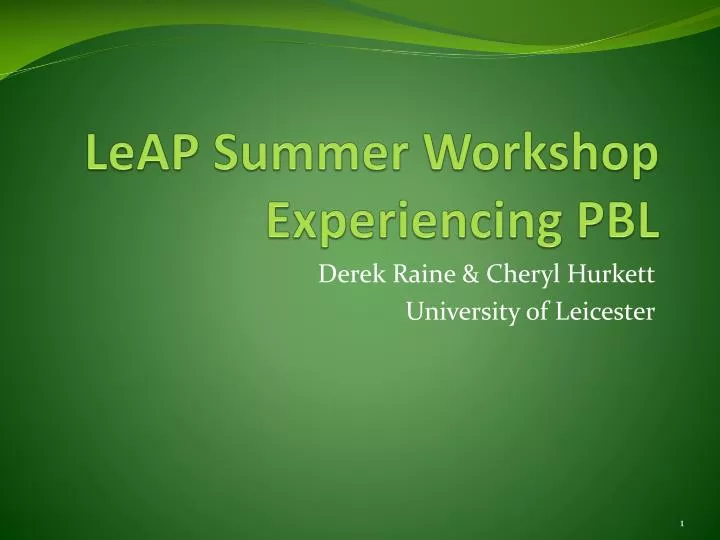 leap summer workshop experiencing pbl