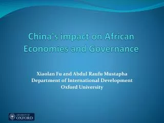 China's impact on African Economies and Governance