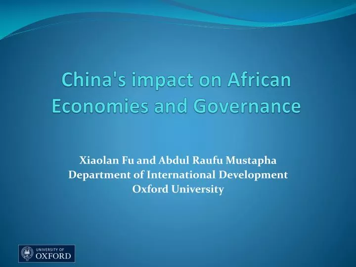 china s impact on african economies and governance