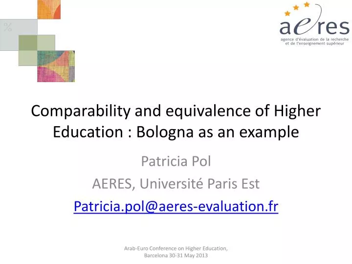 comparability and equivalence of higher education bologna as an example