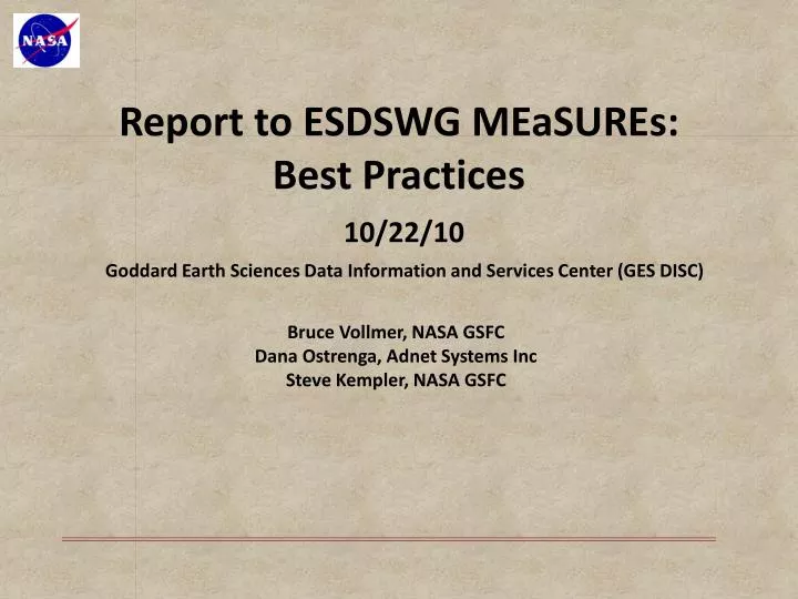 report to esdswg measures best practices 10 22 10