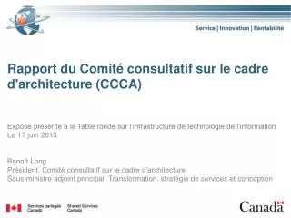 rapport du comit consultatif sur le cadre d architecture ccca