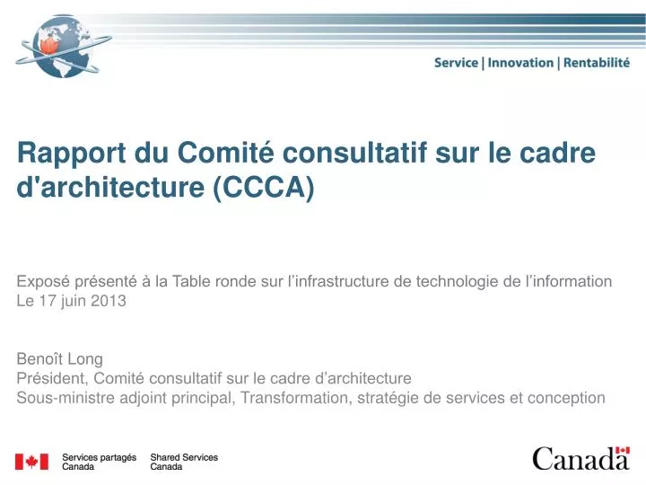 rapport du comit consultatif sur le cadre d architecture ccca
