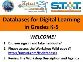 Databases for Digital Learning in Grades K-5