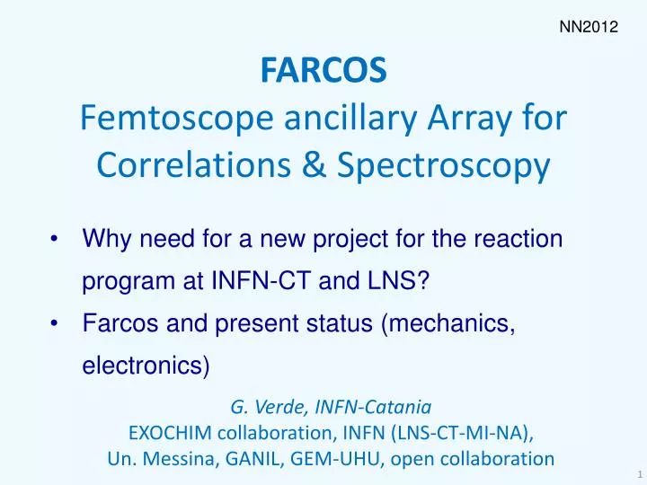 farcos femtoscope a ncillary array for correlations s pectroscopy