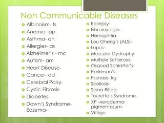 Non Communicable Diseases