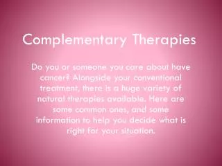 Complementary Therapies